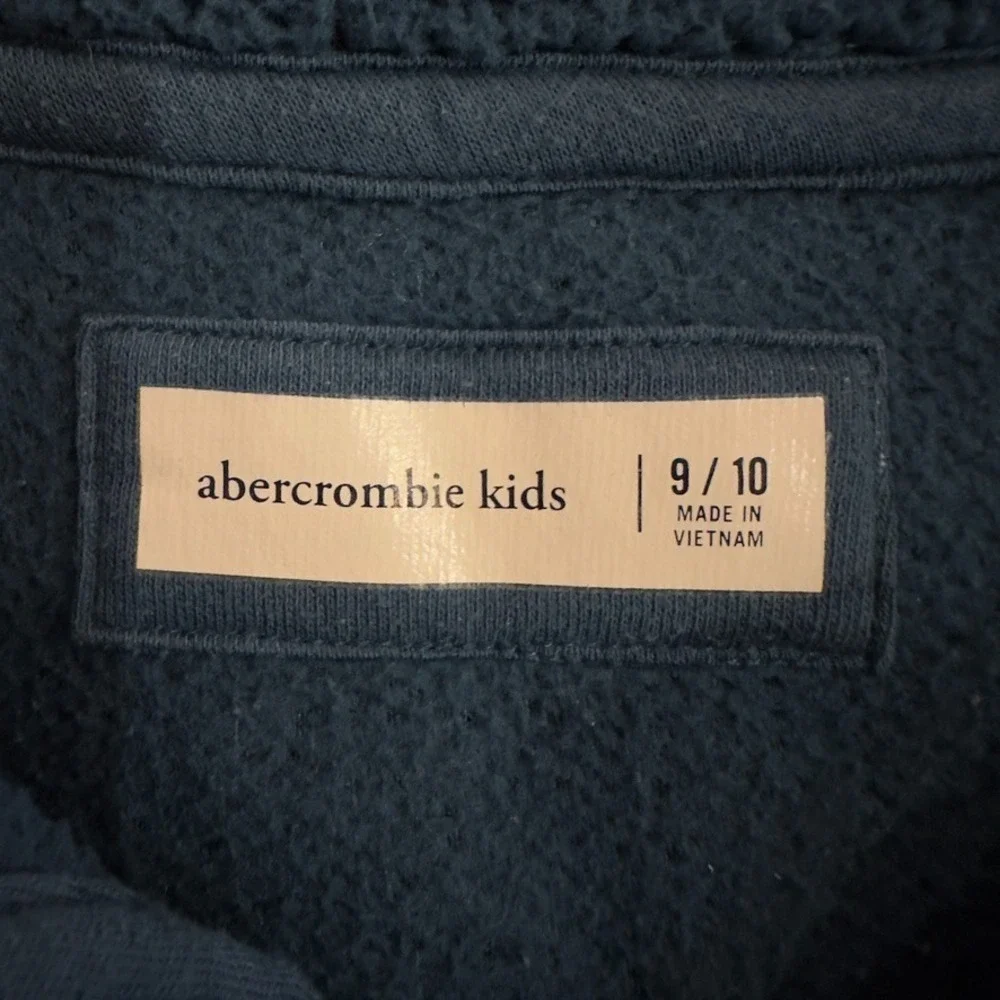 Abercrombie Kids 1/4 Snap Sherpa Fleece Mock Neck Pullover-Teal-Unisex Size 9-10